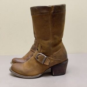 DURANGO Philly Boots Women 6M Brown Suede Leather Zip Cowgirl Riding 9"‎ Pull On